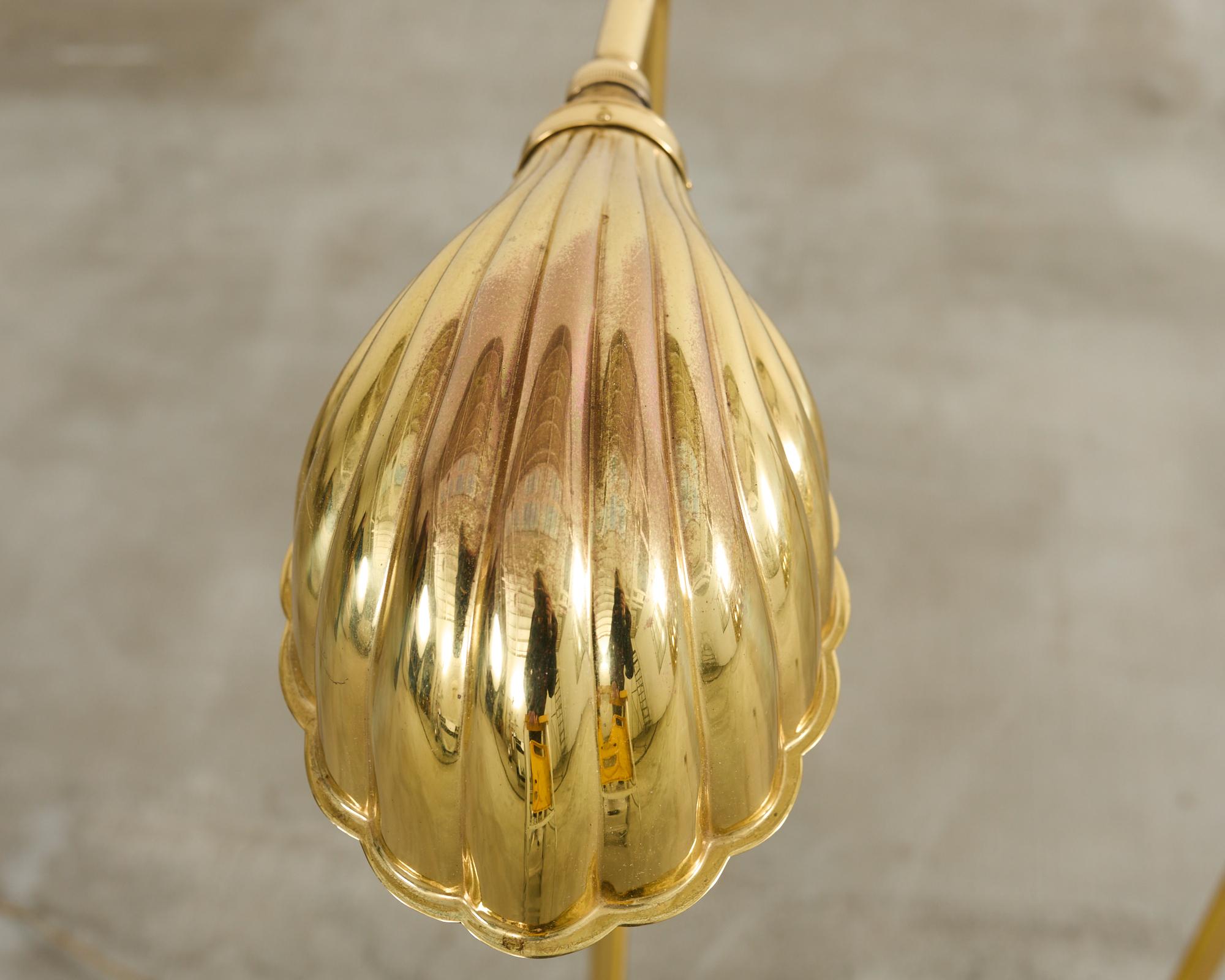 Pair of Boyd Pharmacy Style Brass Venetian Shell Floor Lamps 1