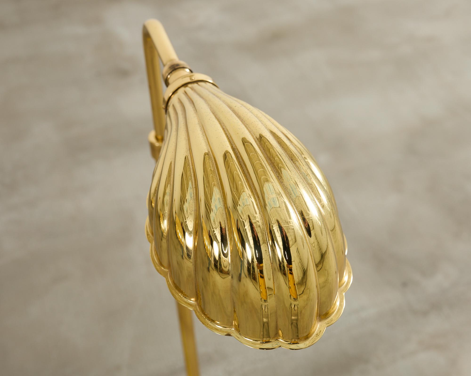 Pair of Boyd Pharmacy Style Brass Venetian Shell Floor Lamps 2