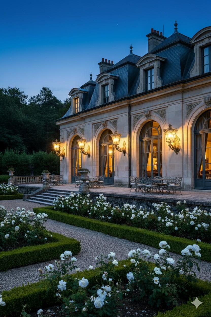 Superb pair of gilt bronze brackets and lanterns with beveled glass. Four lights each.