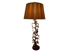 Pair of Bradburn Gallery Handcrafted Metal, Crystal-Beaded, Leaf Detailed Lamps