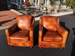 Pair of Bradington Young High Grade Leather Club Chairs