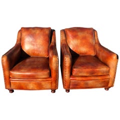 Pair of Bradington Young High Grade Leather Club Chairs