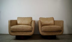 Pair of Bradington Young Leather Swivel Lounge Chairs