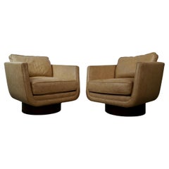 Pair of Bradington Young Leather Swivel Lounge Chairs