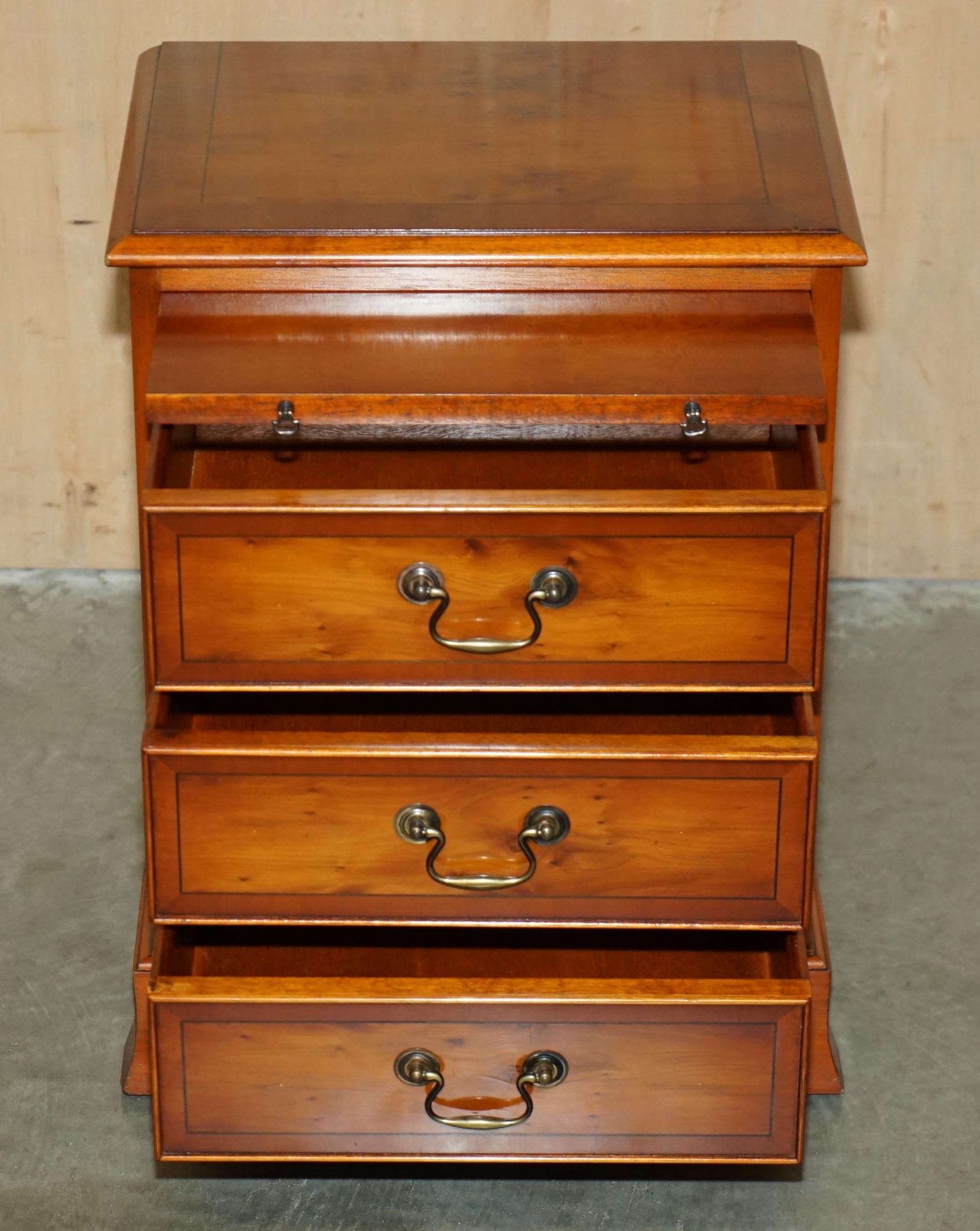 PAiR di BRADLEY MOBILI BURR YEW TAVOLO DA LETTO SCENEGGIATOIO NOTTE CASSETTI BUTLERS VASSOIO in vendita 6