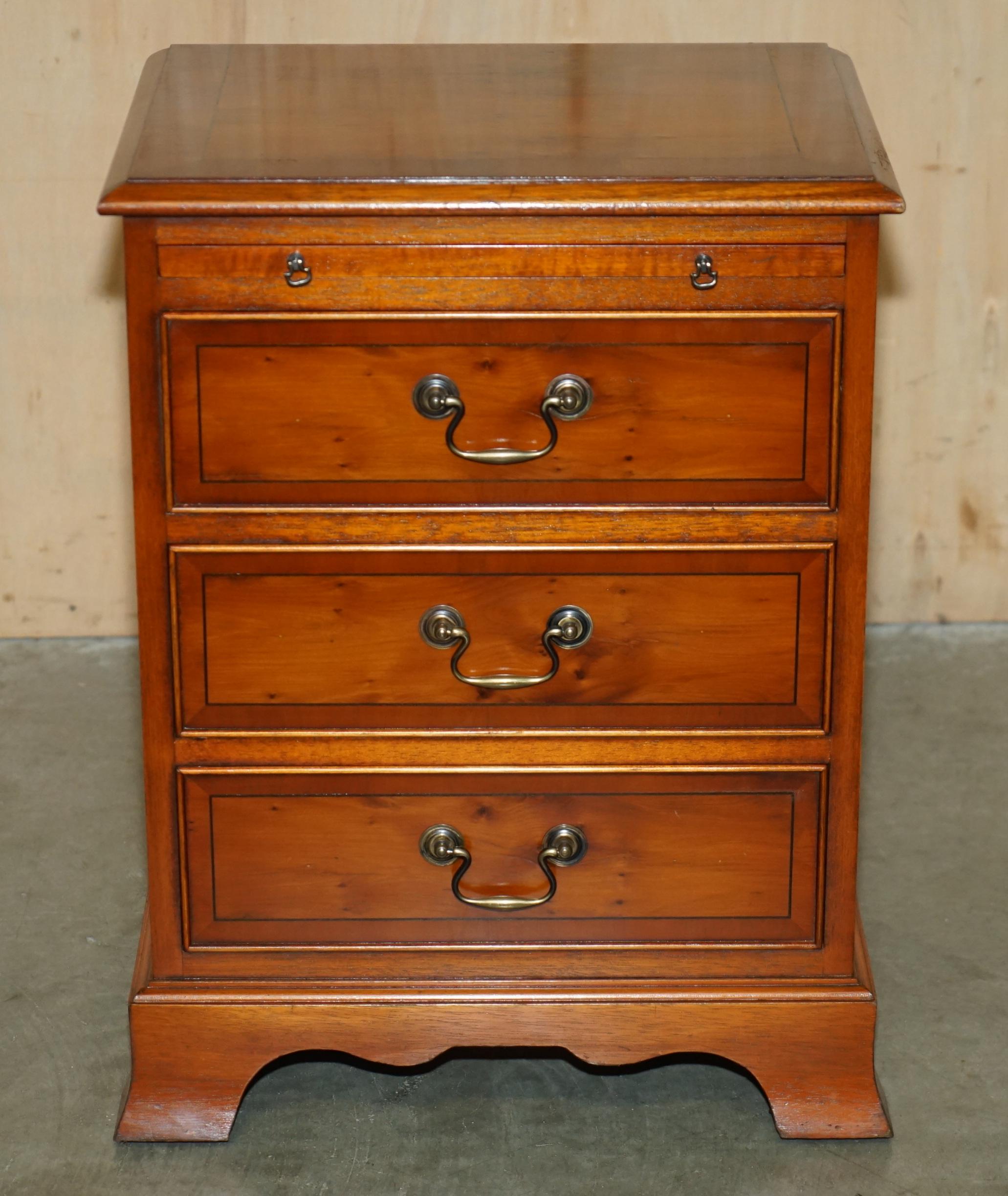 PAiR di BRADLEY MOBILI BURR YEW TAVOLO DA LETTO SCENEGGIATOIO NOTTE CASSETTI BUTLERS VASSOIO in vendita 12