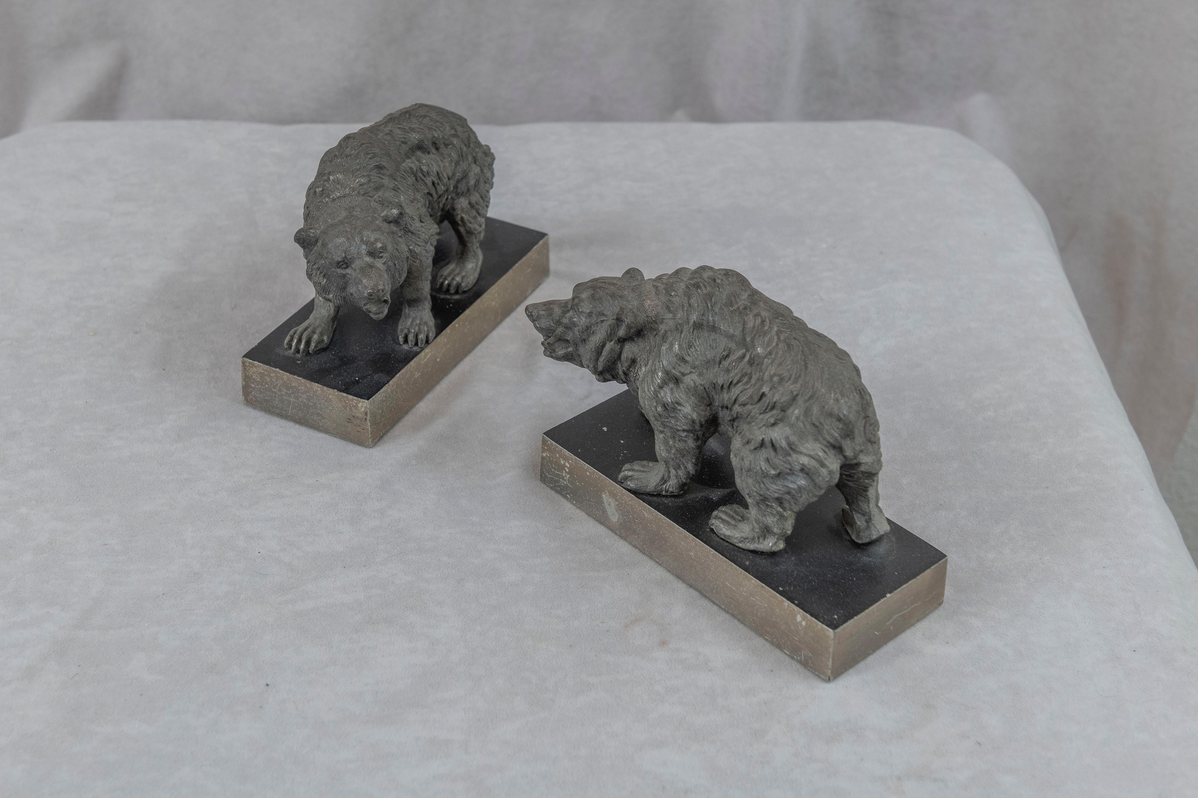 Pair of Bradley & Hubbard Bear Bookends. Both Signed, ca. 1920's 2