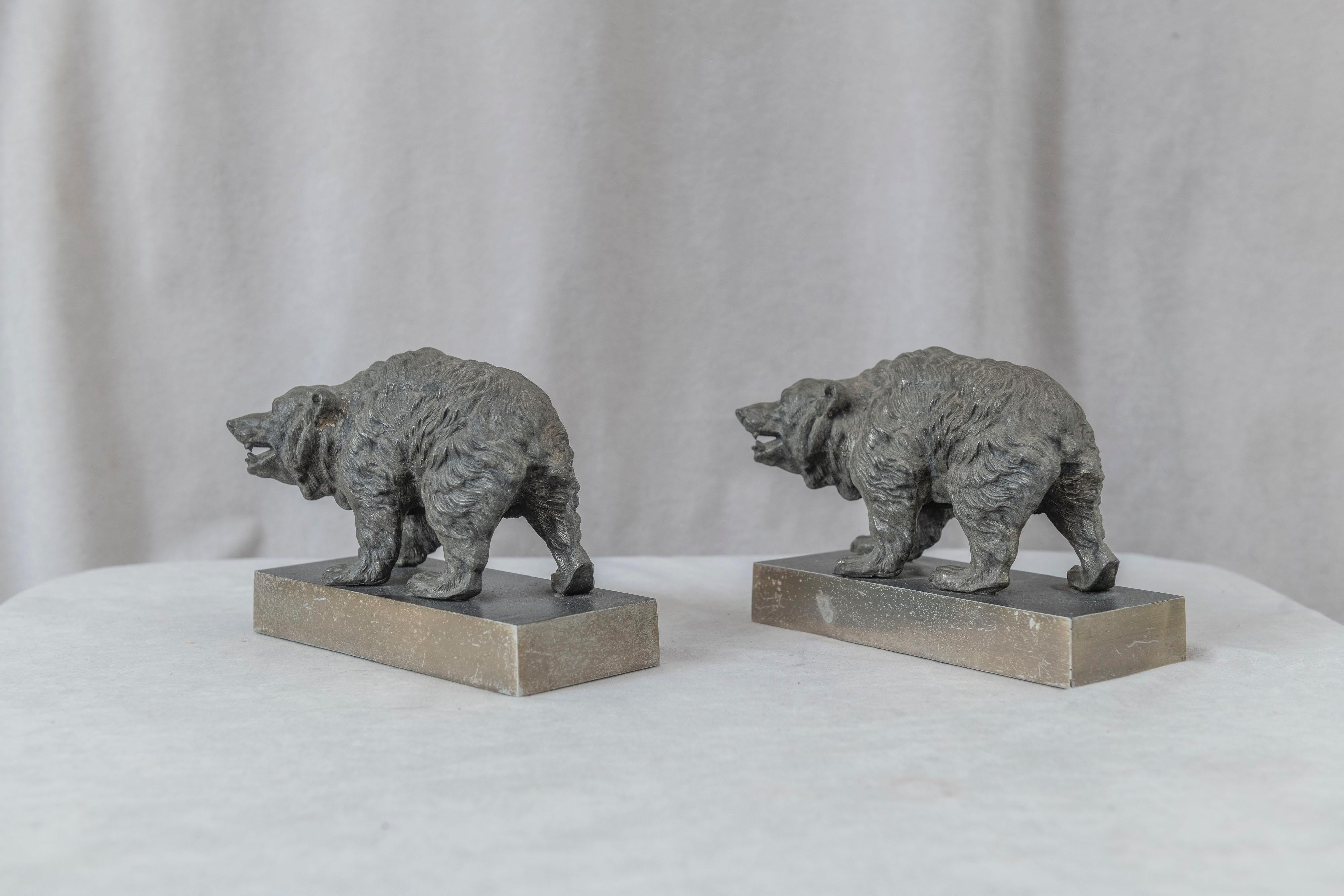 Pair of Bradley & Hubbard Bear Bookends. Both Signed, ca. 1920's In Good Condition In Petaluma, CA