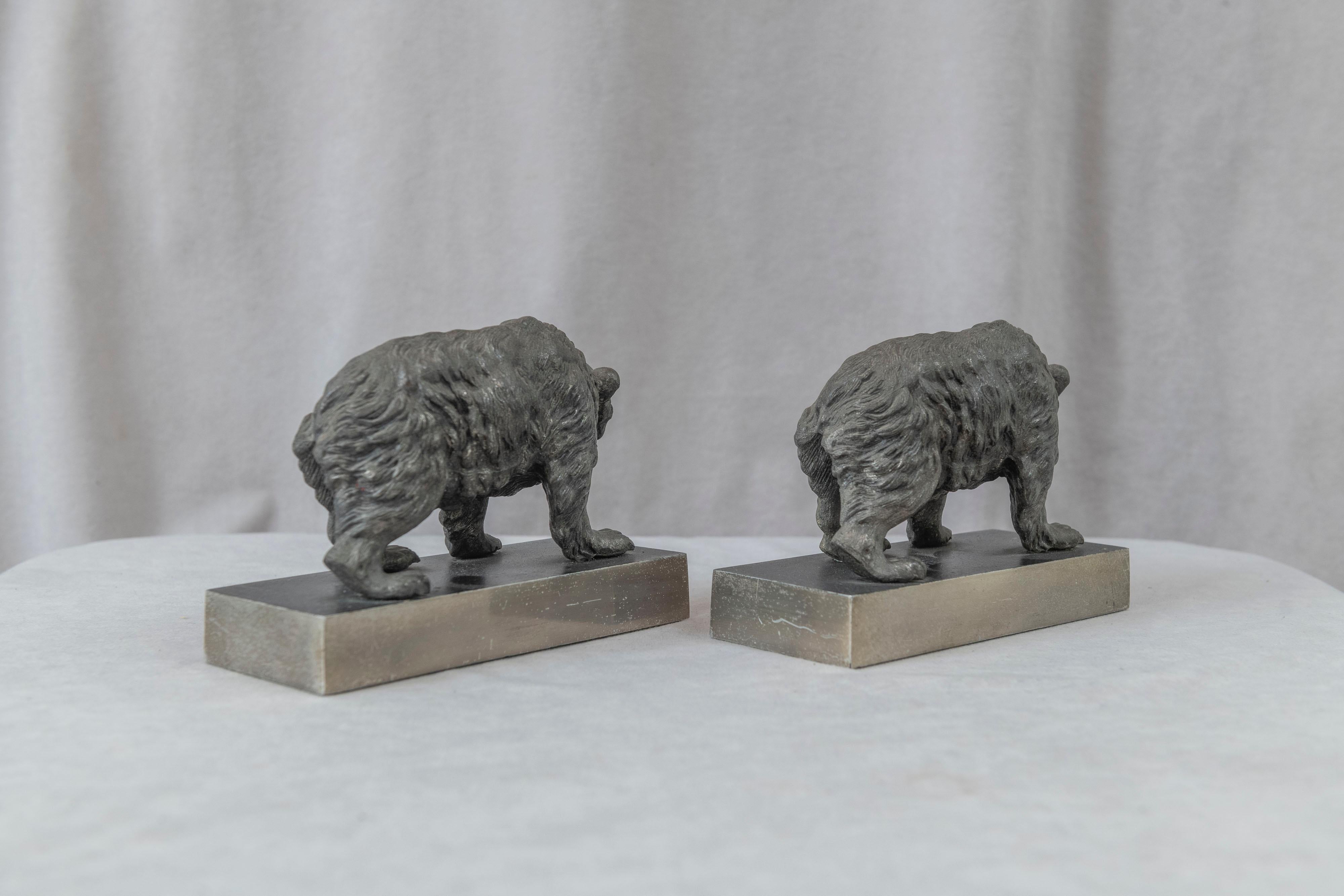 Early 20th Century Pair of Bradley & Hubbard Bear Bookends. Both Signed, ca. 1920's