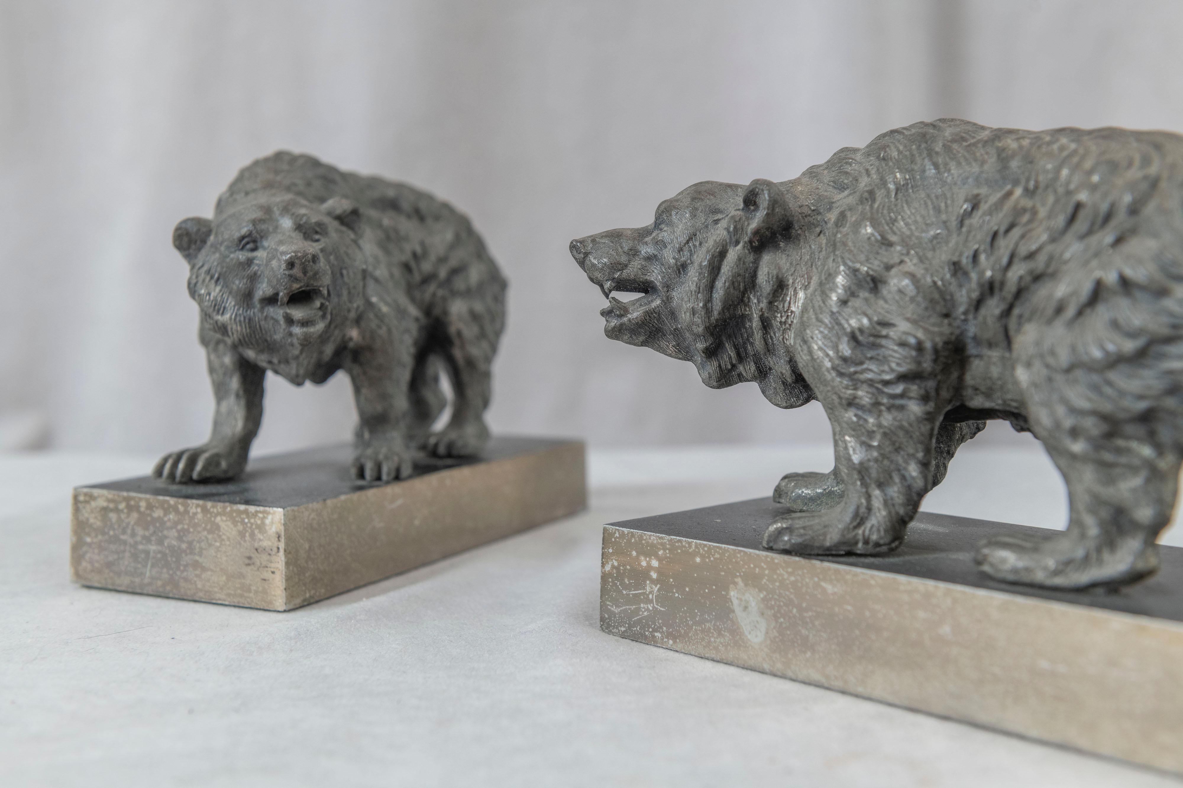 Pair of Bradley & Hubbard Bear Bookends. Both Signed, ca. 1920's 1