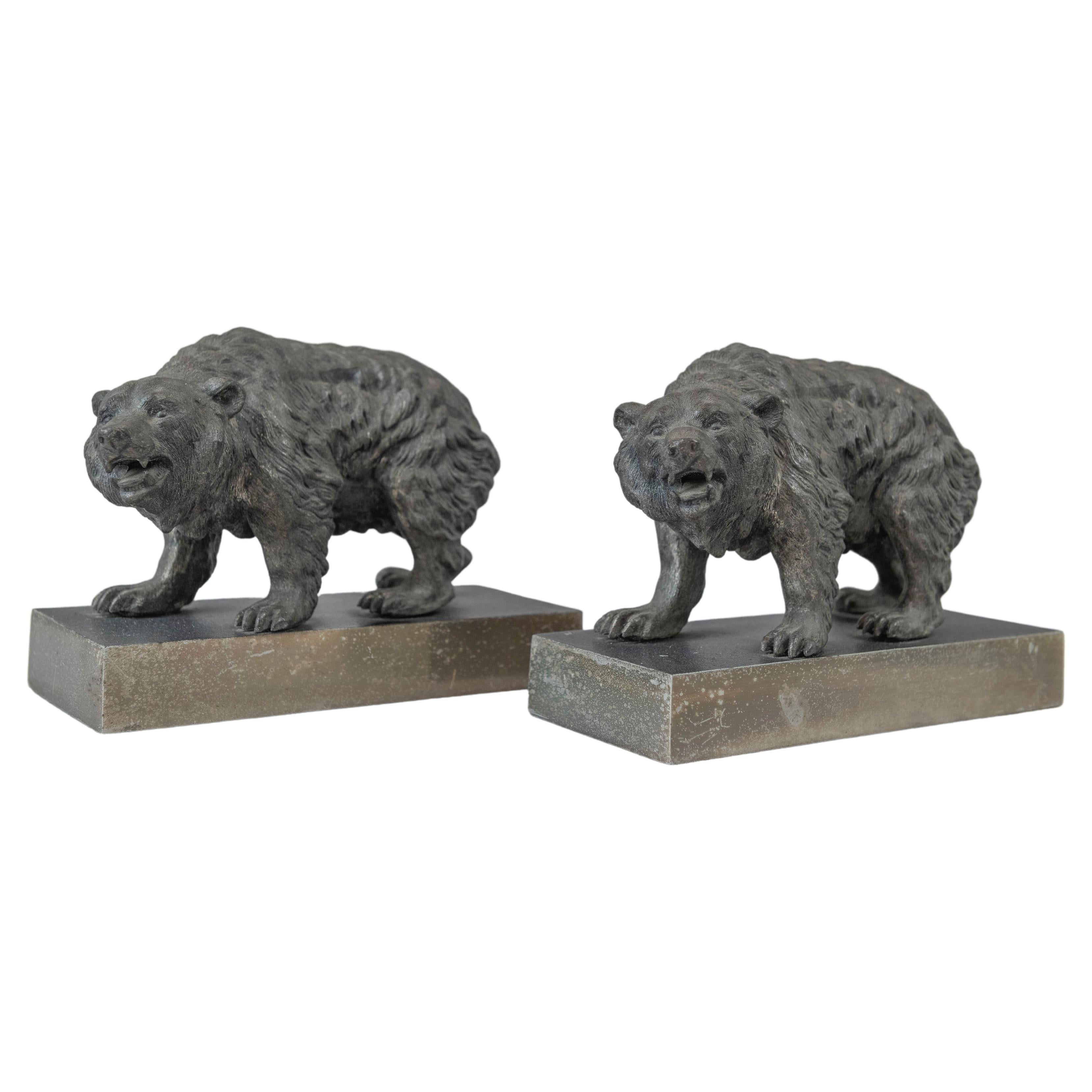 Pair of Bradley & Hubbard Bear Bookends. Both Signed, ca. 1920's
