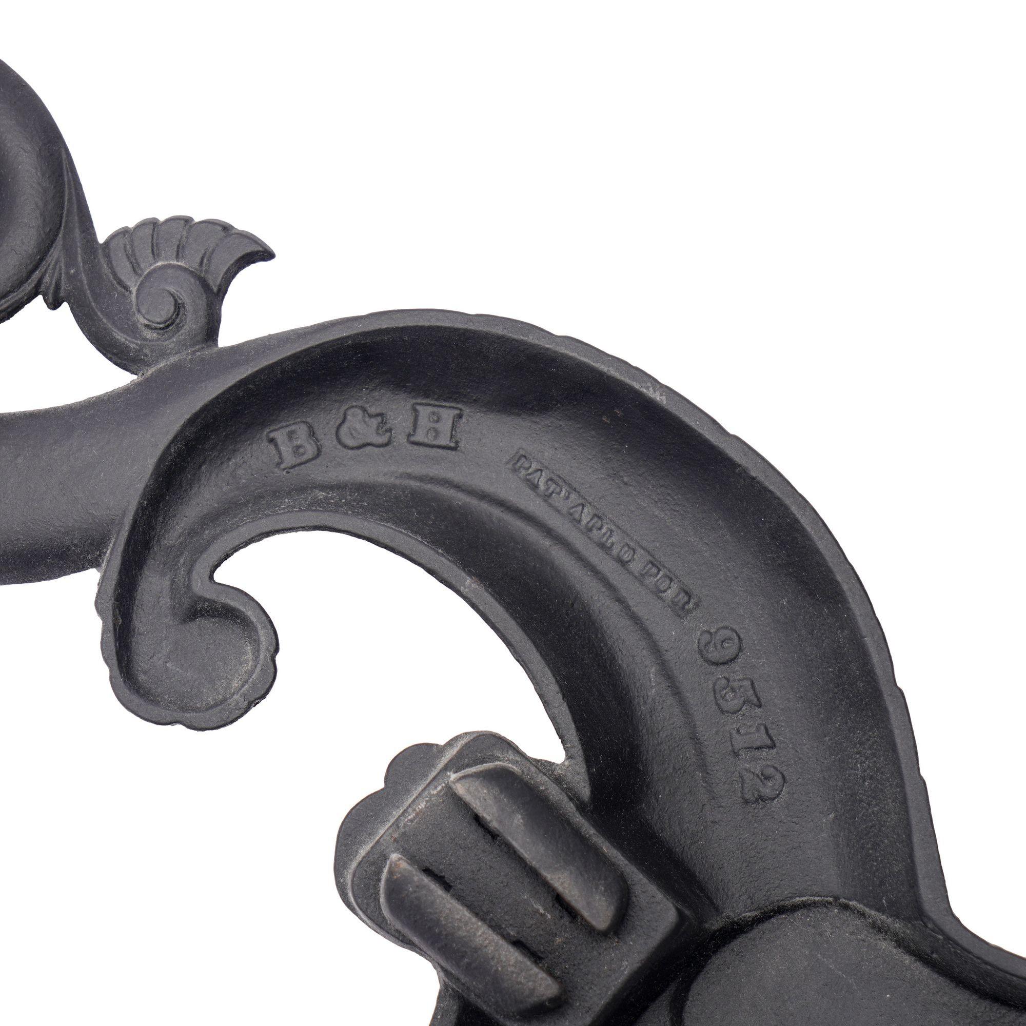 Pair of Bradley & Hubbard cast iron dolphin form andirons, c. 1900 For Sale 4