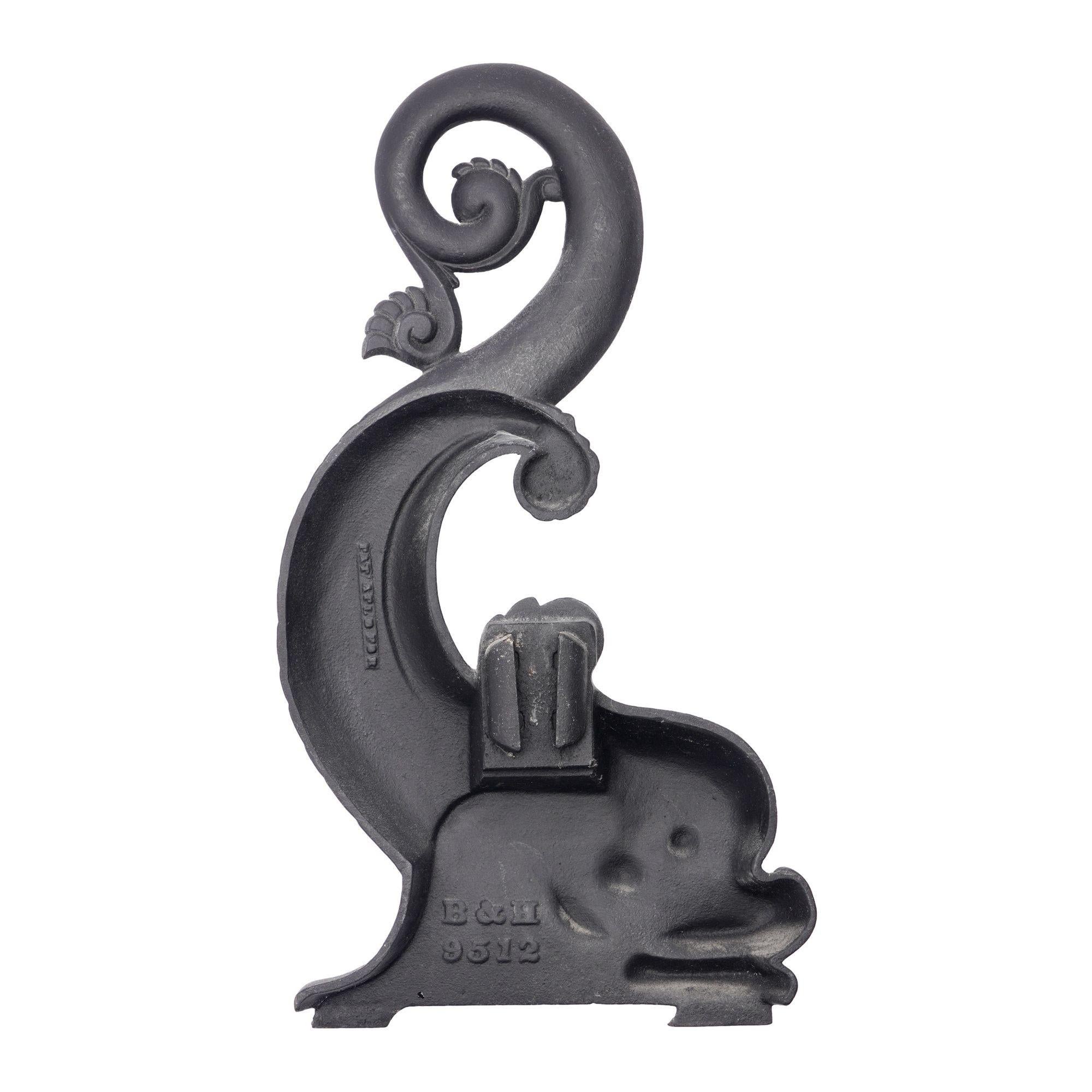 Pair of Bradley & Hubbard cast iron dolphin form andirons, c. 1900 For Sale 1