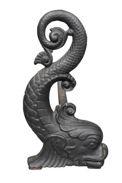 Pair Of Bradley & Hubbard Dolphin Form Cast Iron Andirons