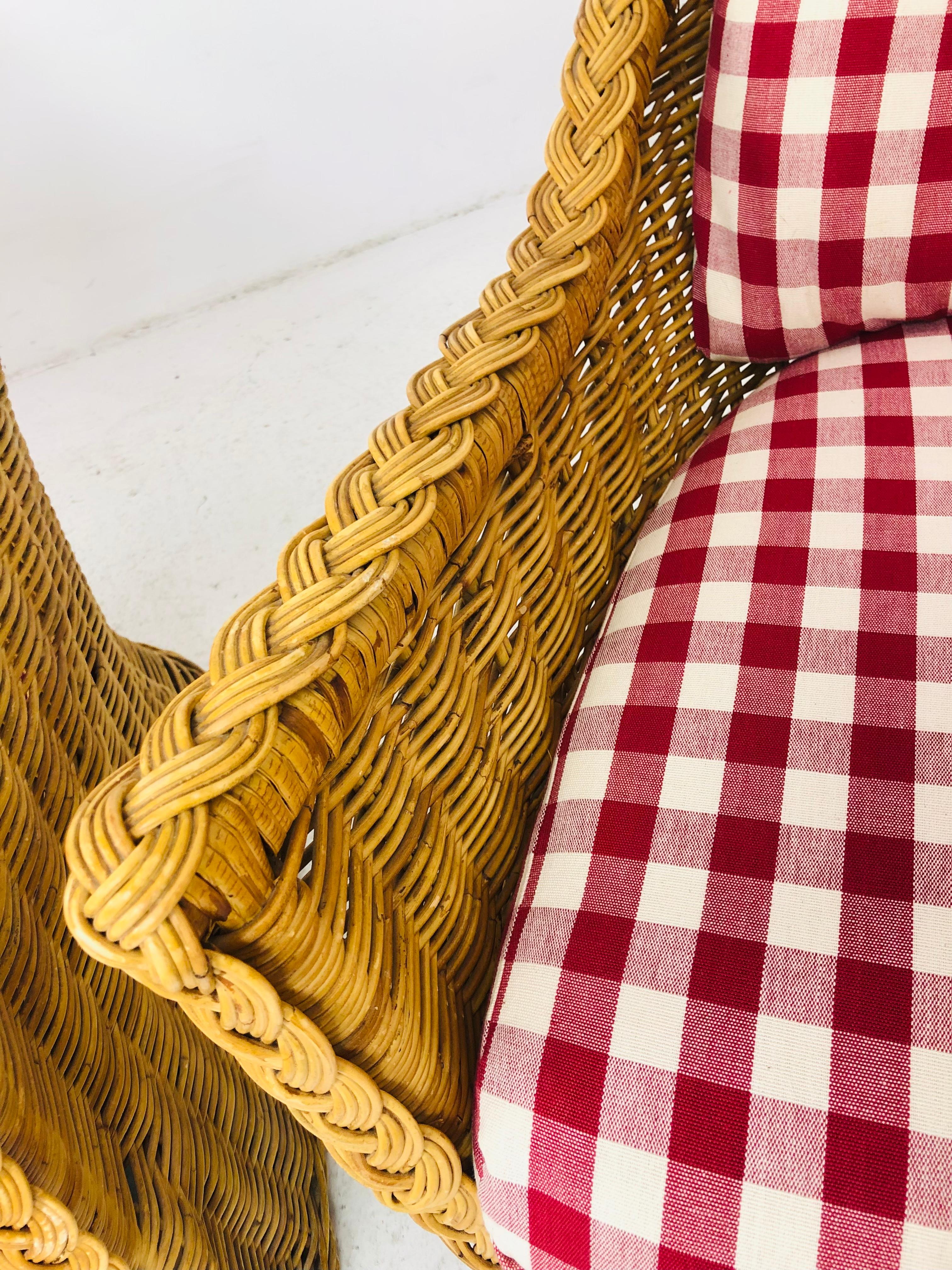 Upholstery Pair of Braided Rattan Chairs by Wicker Works