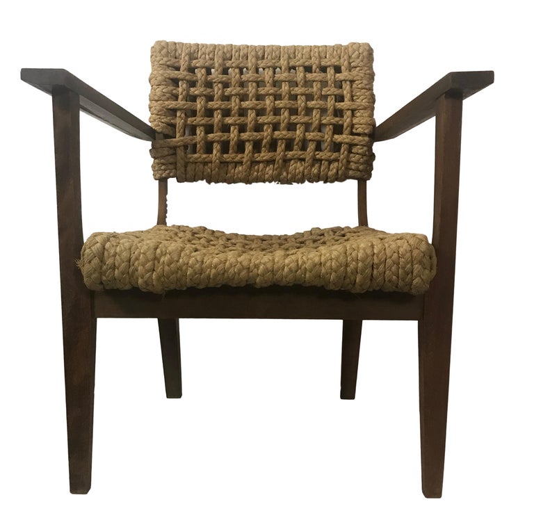 Pair of Braided Rope Chairs by Adrien Audoux and Frida circa