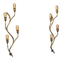 Pair of Branch-Shaped Brass Wall Lights for Astra, Norway Mid-20th Century