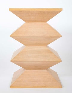 Pair of Brancusi Style Oak Veneer End Tables