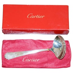 Pair of Brand New Cartier Solid Sterling Silver & Gold Gravy Ladles