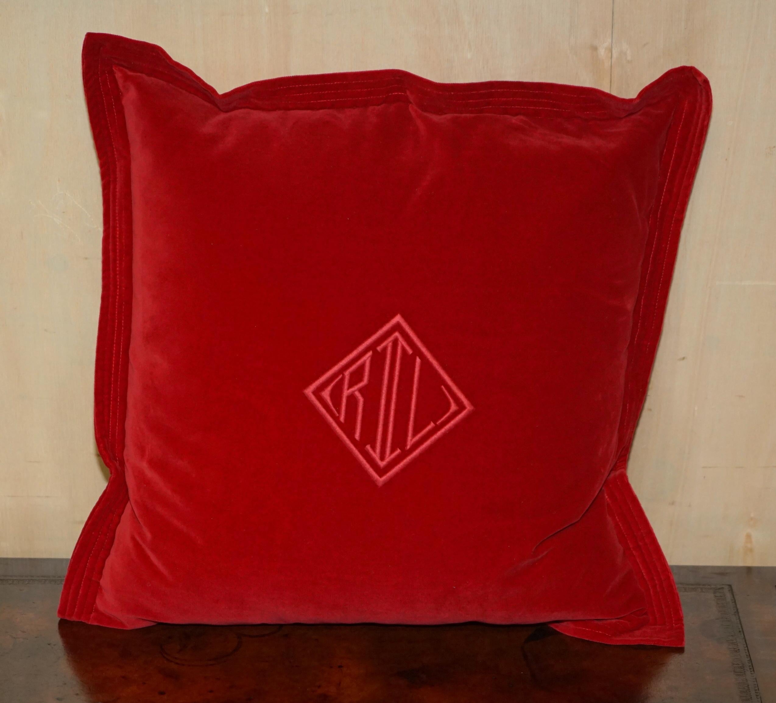 PAIR OF BRAND NEW FEATHER INTERNALS RALPH LAUREN RED SOFA CUSHiONS PART SUITE 4