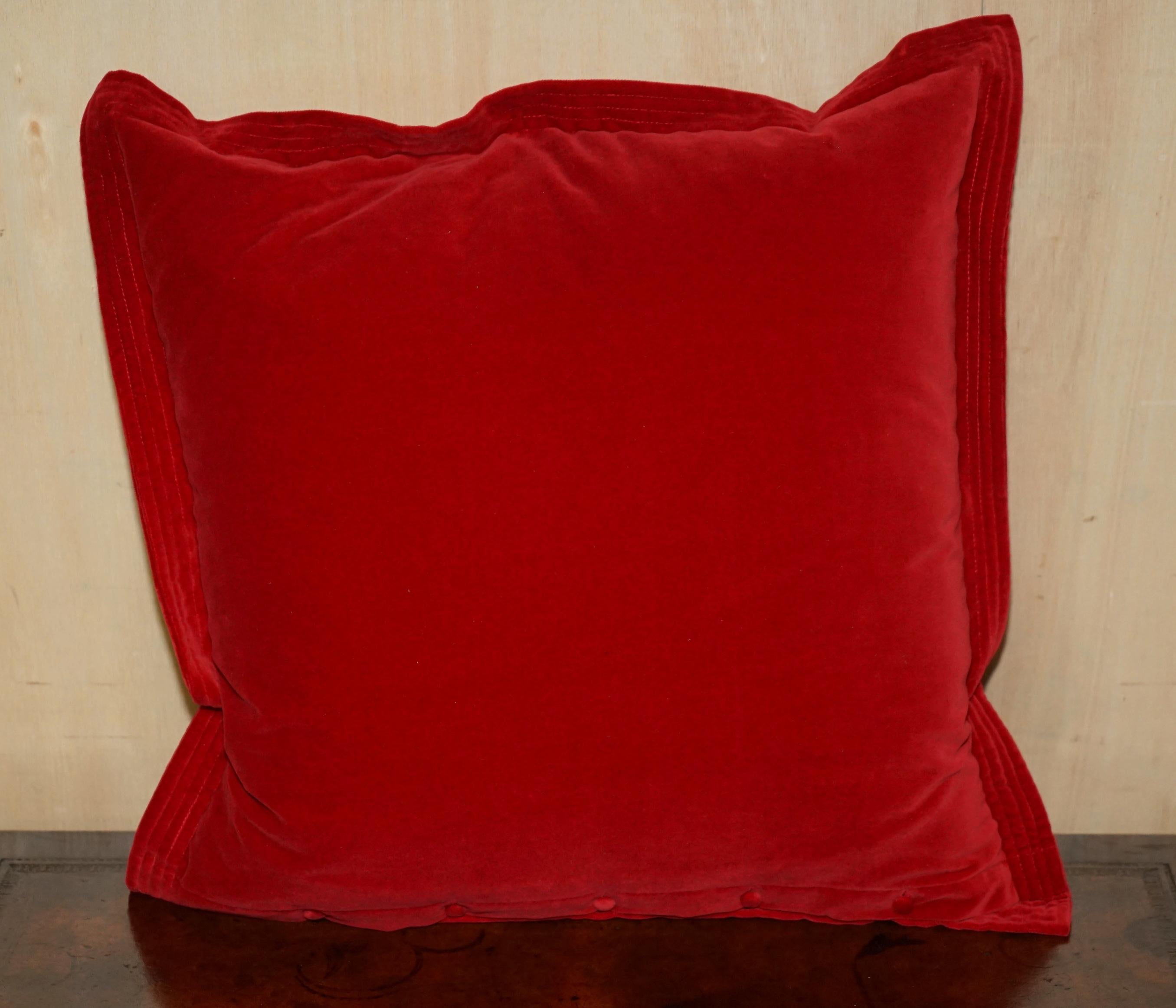 PAIR OF BRAND NEW FEATHER INTERNALS RALPH LAUREN RED SOFA CUSHiONS PART SUITE 10