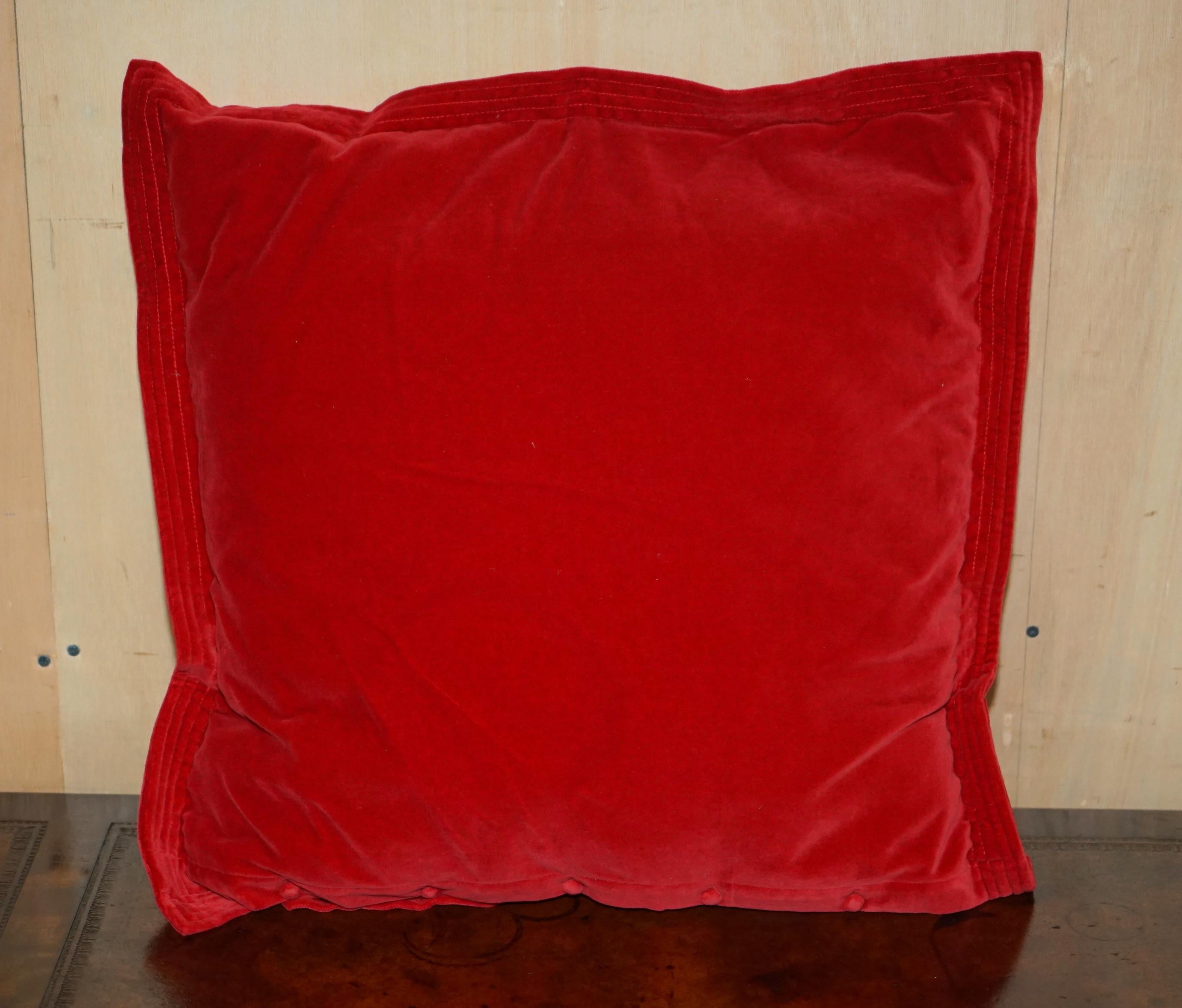 PAIR OF BRAND NEW FEATHER INTERNALS RALPH LAUREN RED SOFA CUSHiONS PART SUITE 1