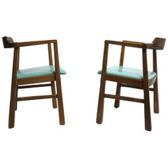 Pair of Brandt Ranch Oak, Arm Lounge Chairs