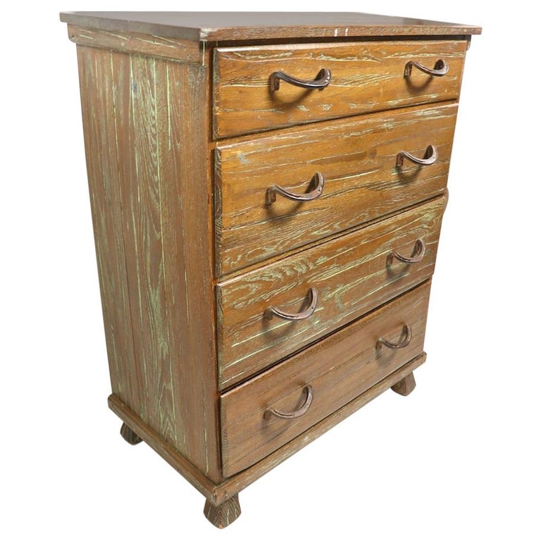 Pair of Brandt Ranch Oak Rustic Cowboy Style 4 Drawer Dressers at 1stDibs