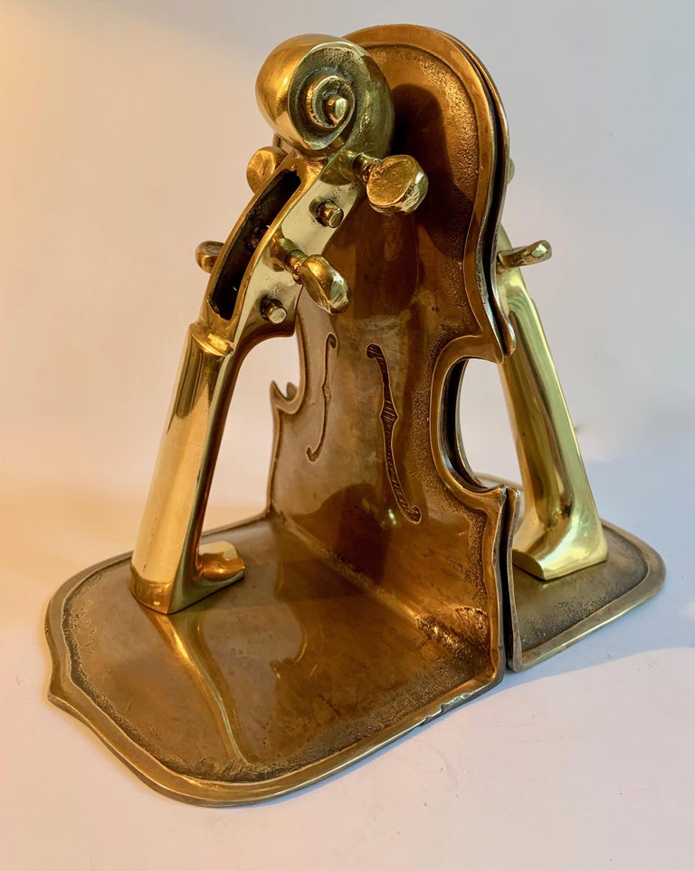 Pair of Brass Guitar Bookends at 1stDibs