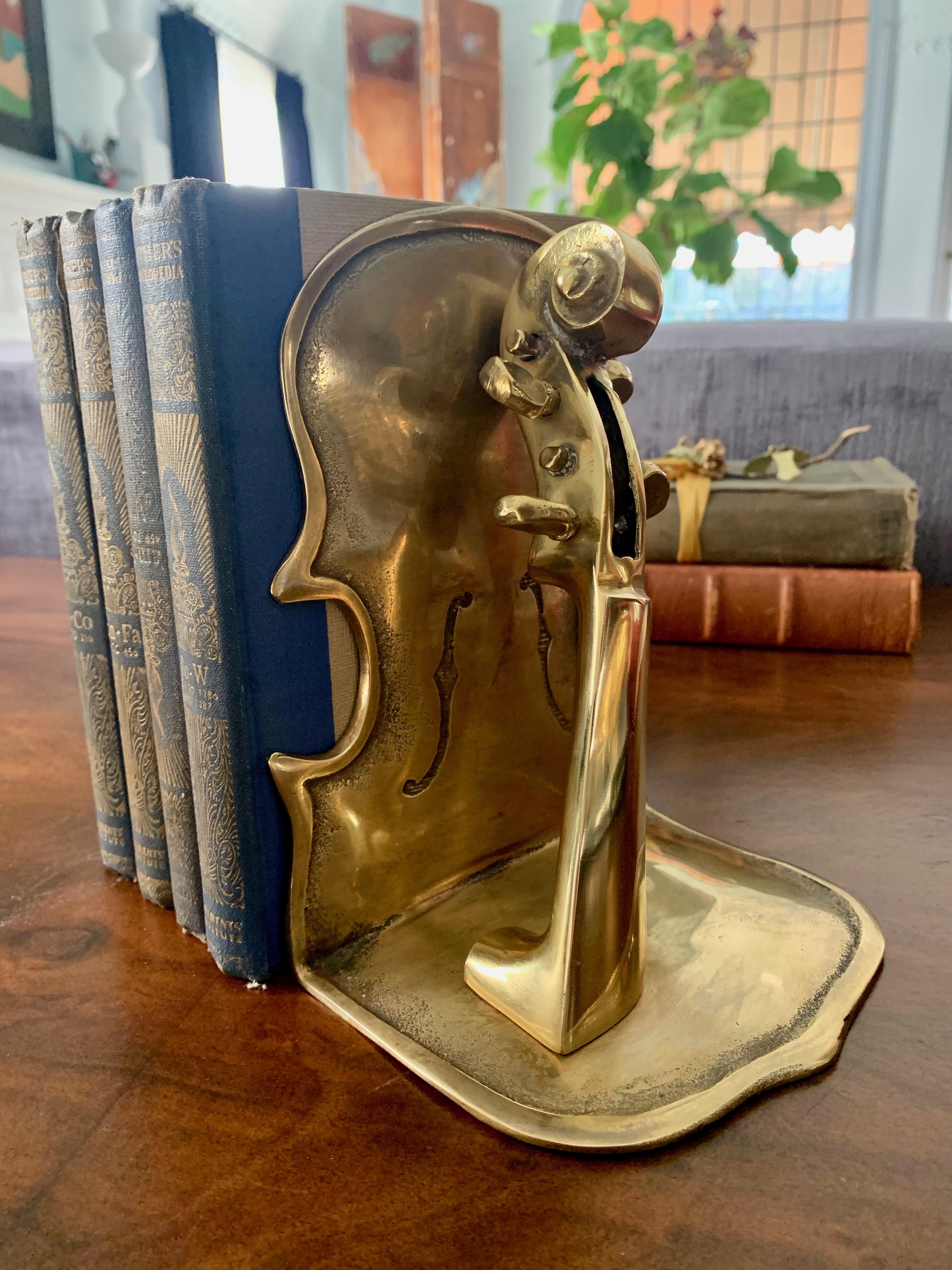 20th Century Pair of Brass Guitar Bookends