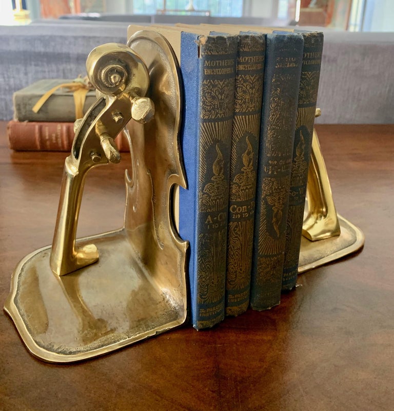 Pair of Brass Guitar Bookends at 1stDibs