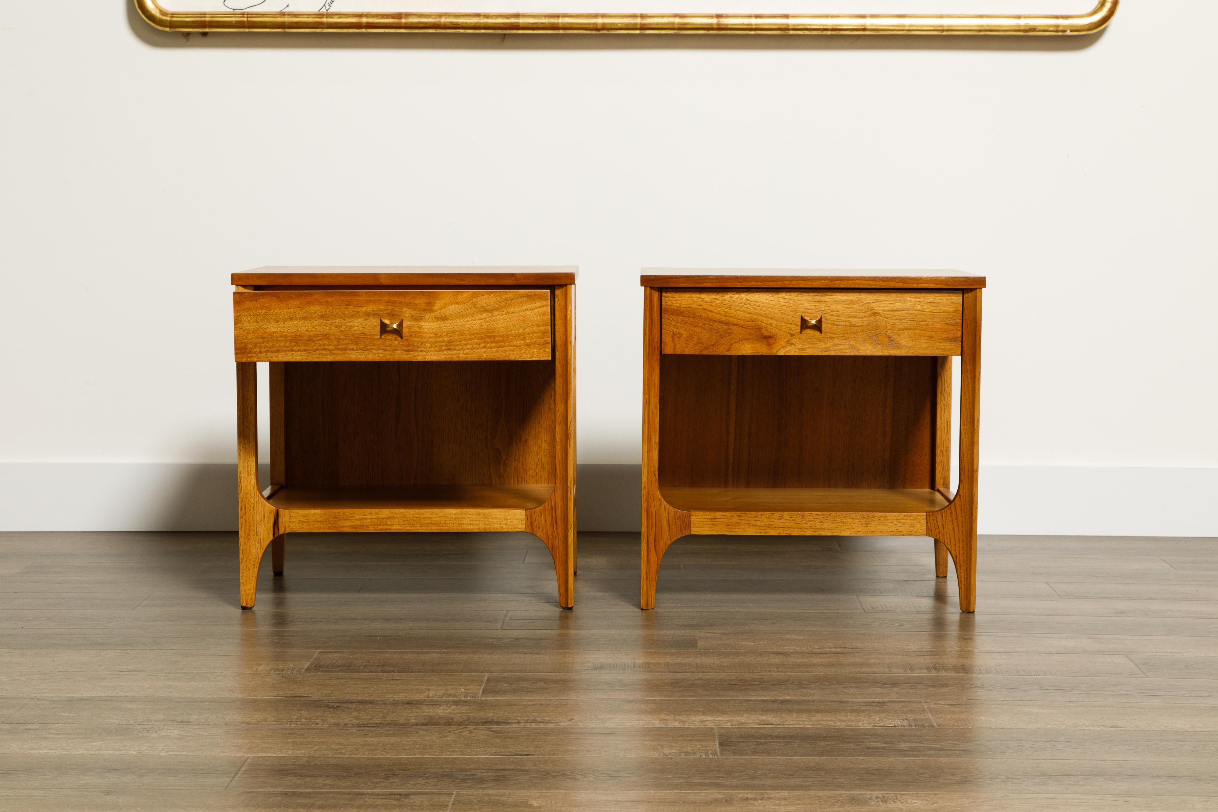 American Pair of 'Brasilia' Bedside Tables by Broyhill Premiere, Refinished, 1960s