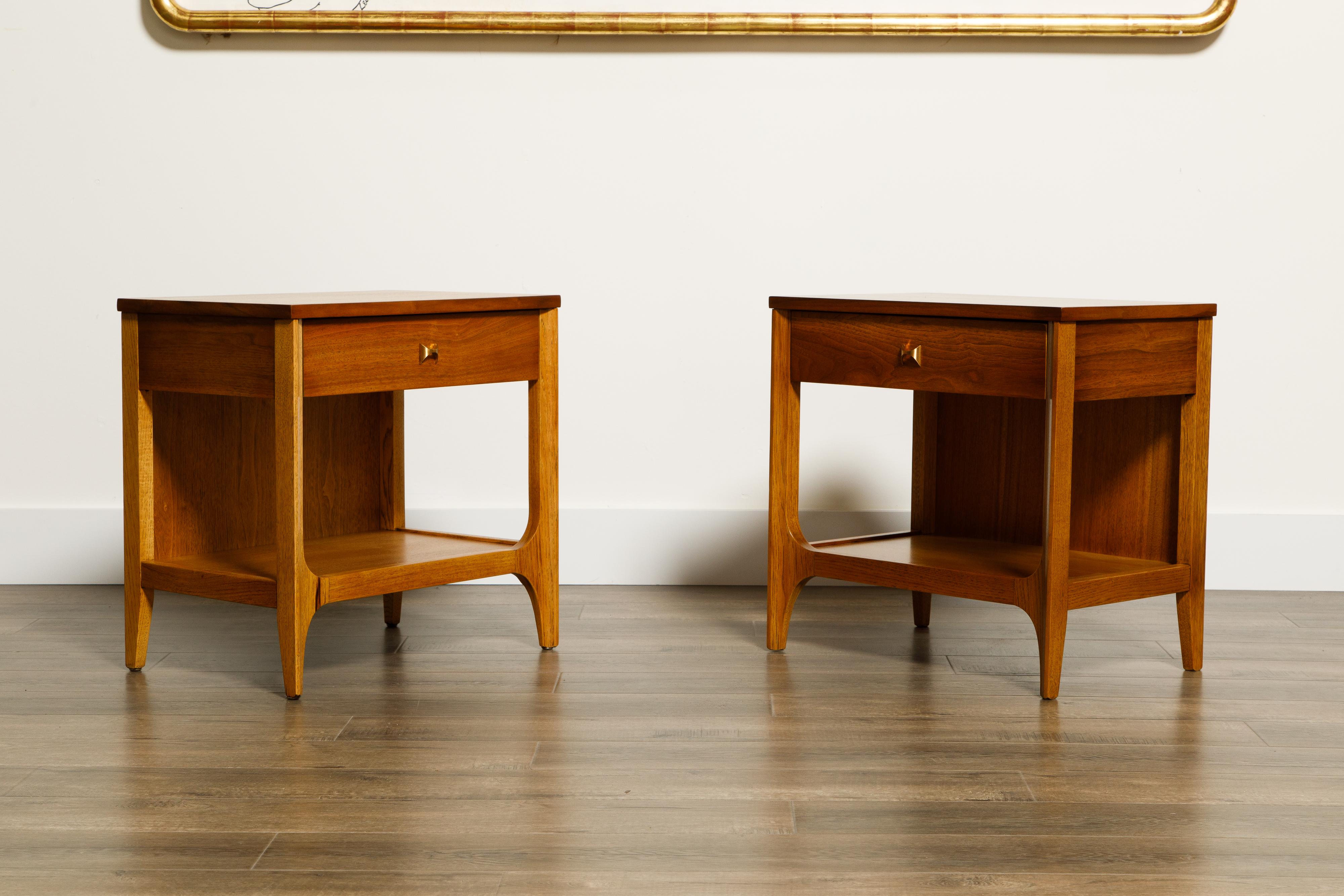 Mid-20th Century Pair of 'Brasilia' Bedside Tables by Broyhill Premiere, Refinished, 1960s
