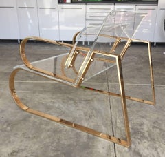 Pair of Brass & Lucite "Double Waterfall" Lounge Chairs by Charles Hollis Jones