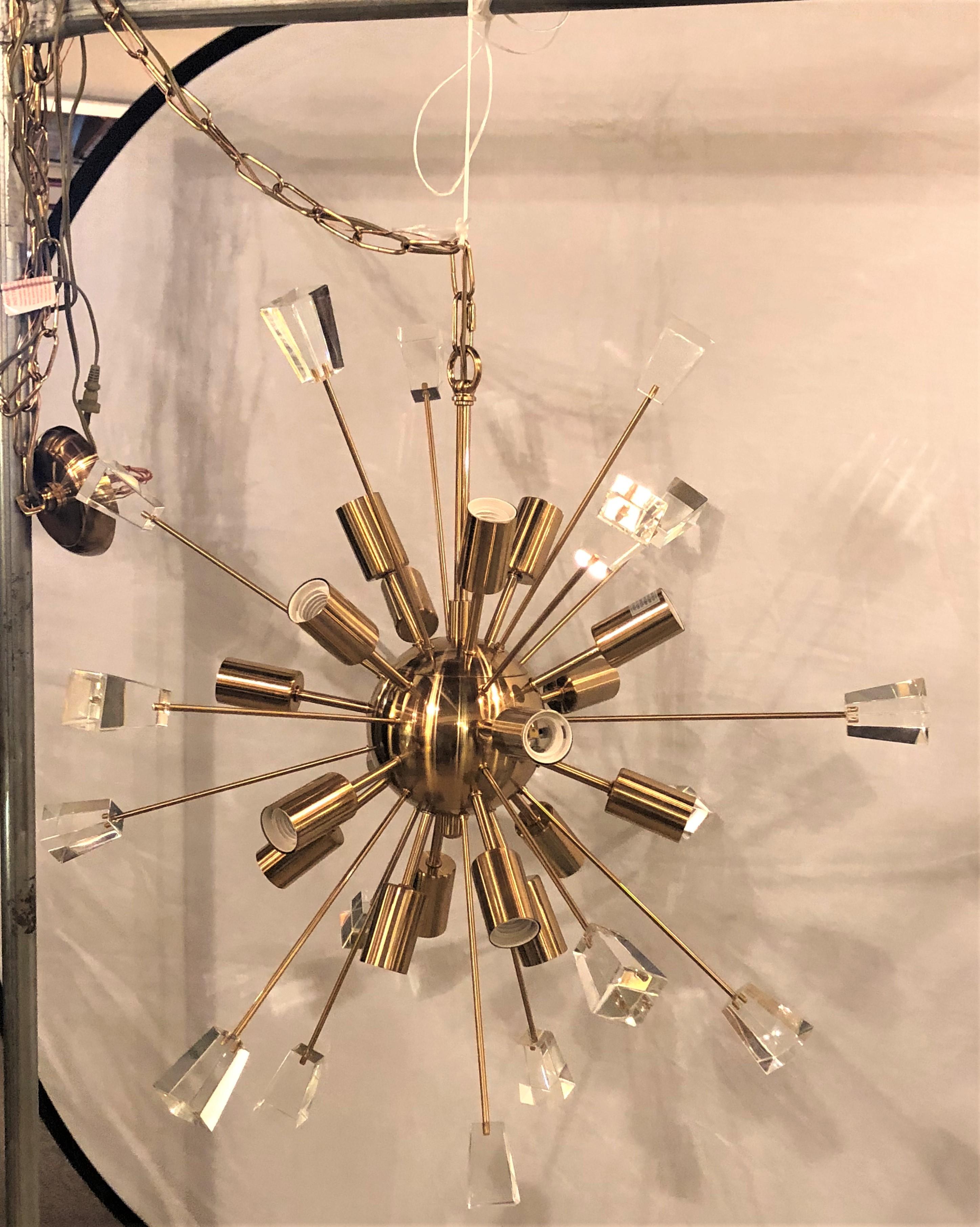 Pair of Brass 18 Light Sputnik Chandeliers in Mid-Century Modern Style 6