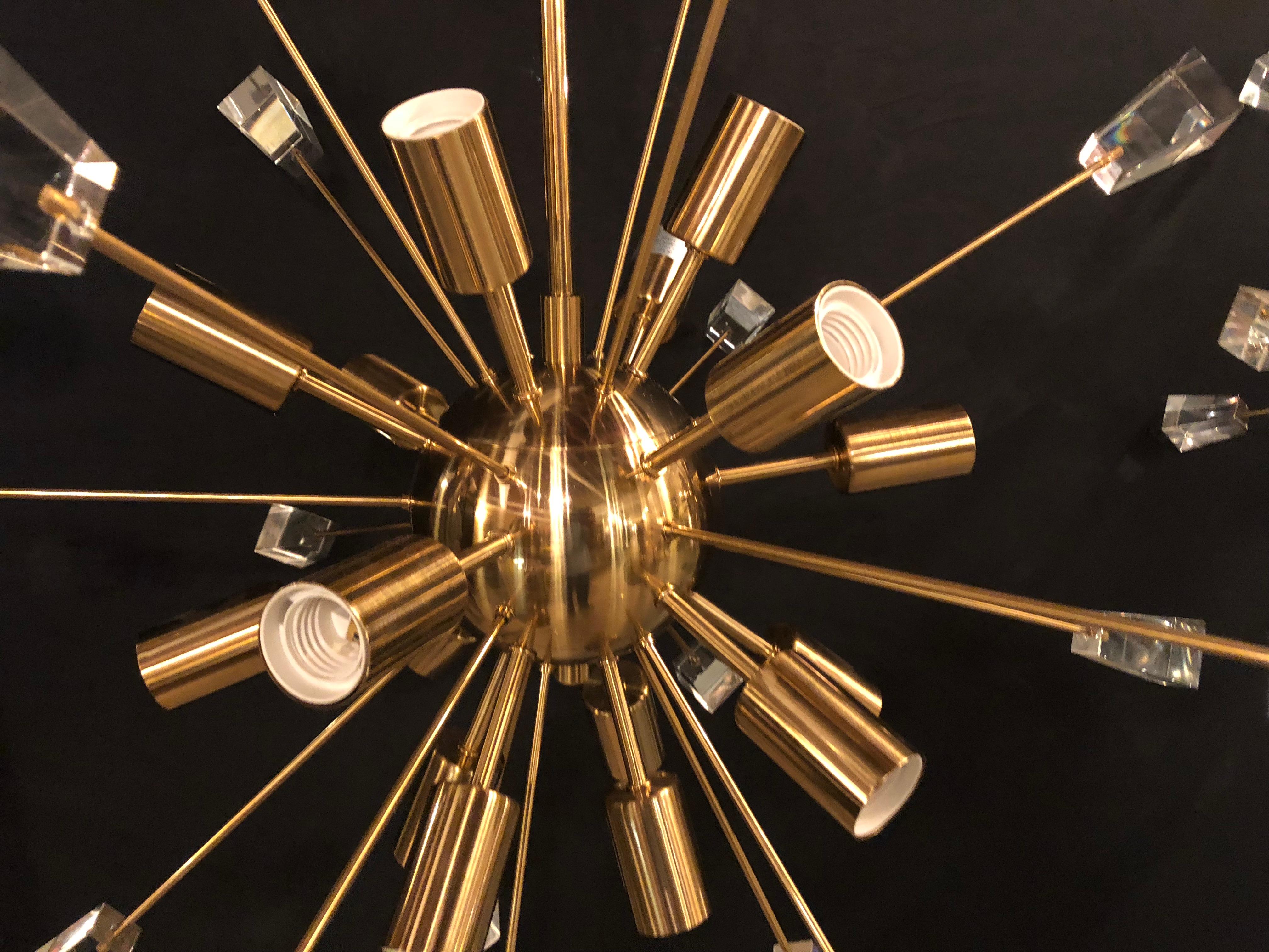 Pair of Brass 18 Light Sputnik Chandeliers in Mid-Century Modern Style 4