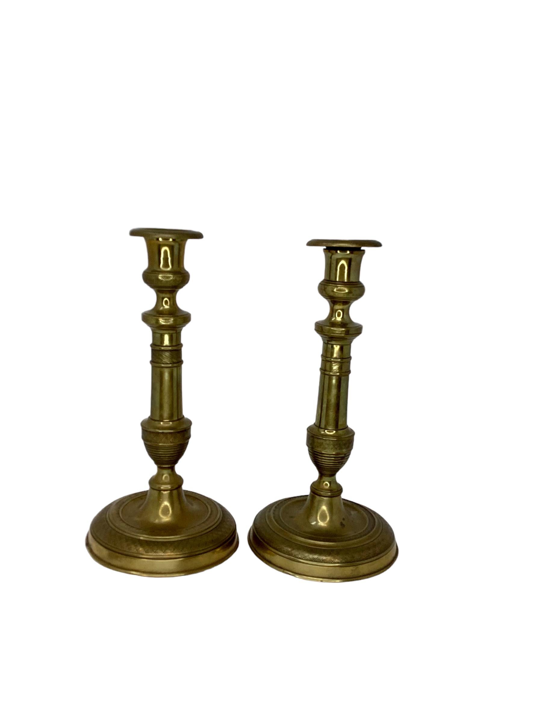 Pair of Brass 19th Century French Candlesticks For Sale 7
