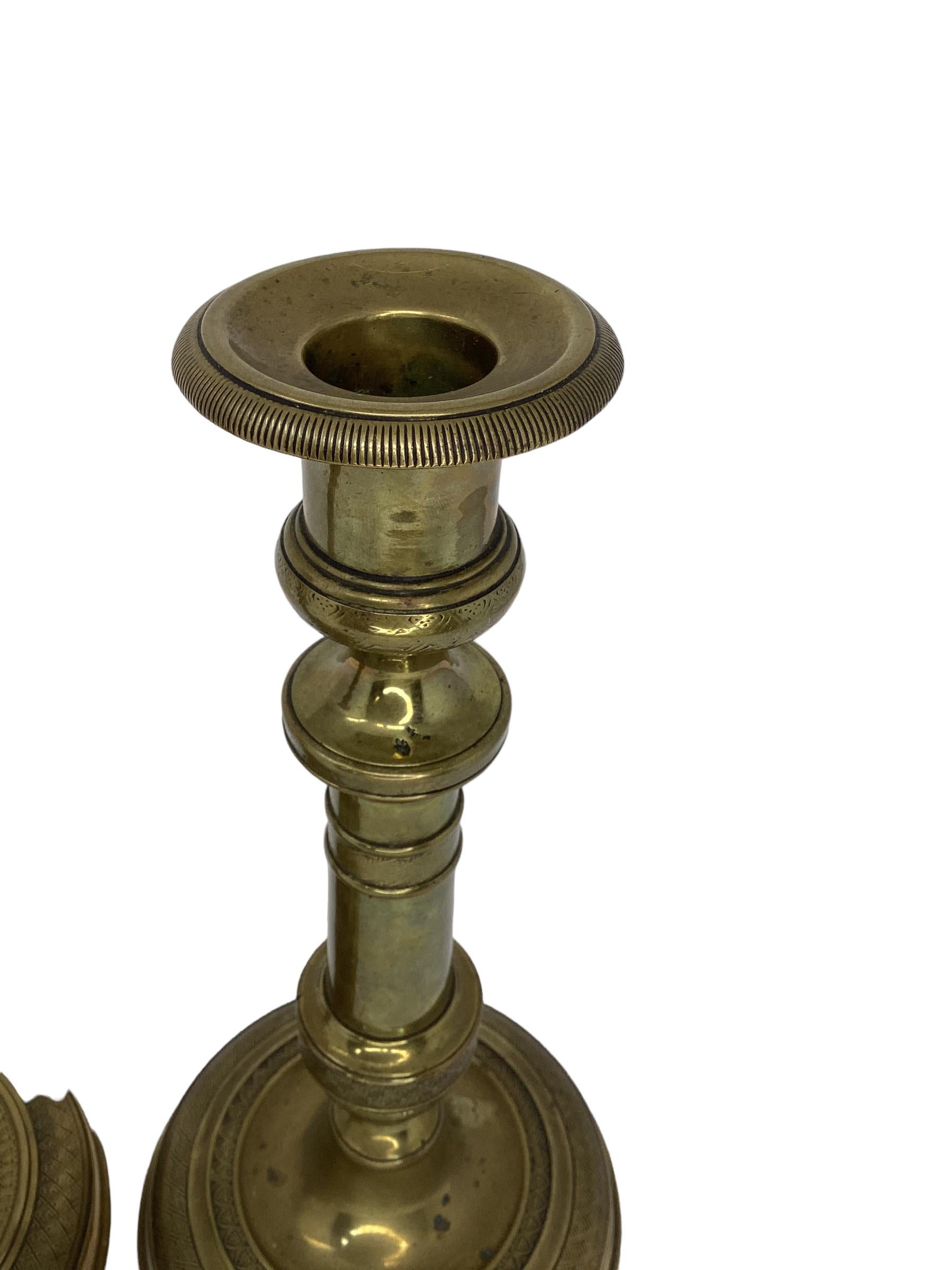 Pair of Brass 19th Century French Candlesticks For Sale 3