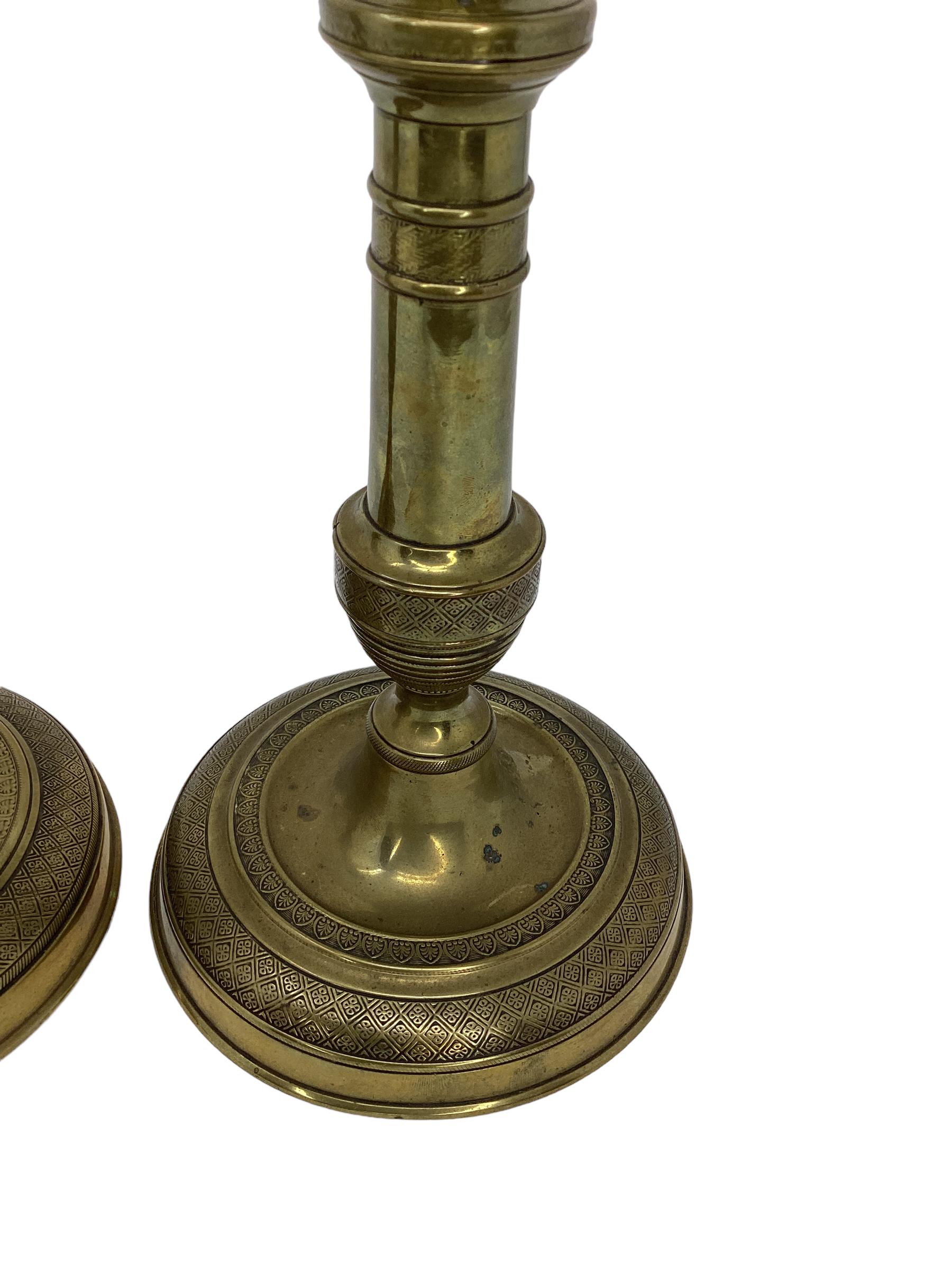 Pair of Brass 19th Century French Candlesticks For Sale 4