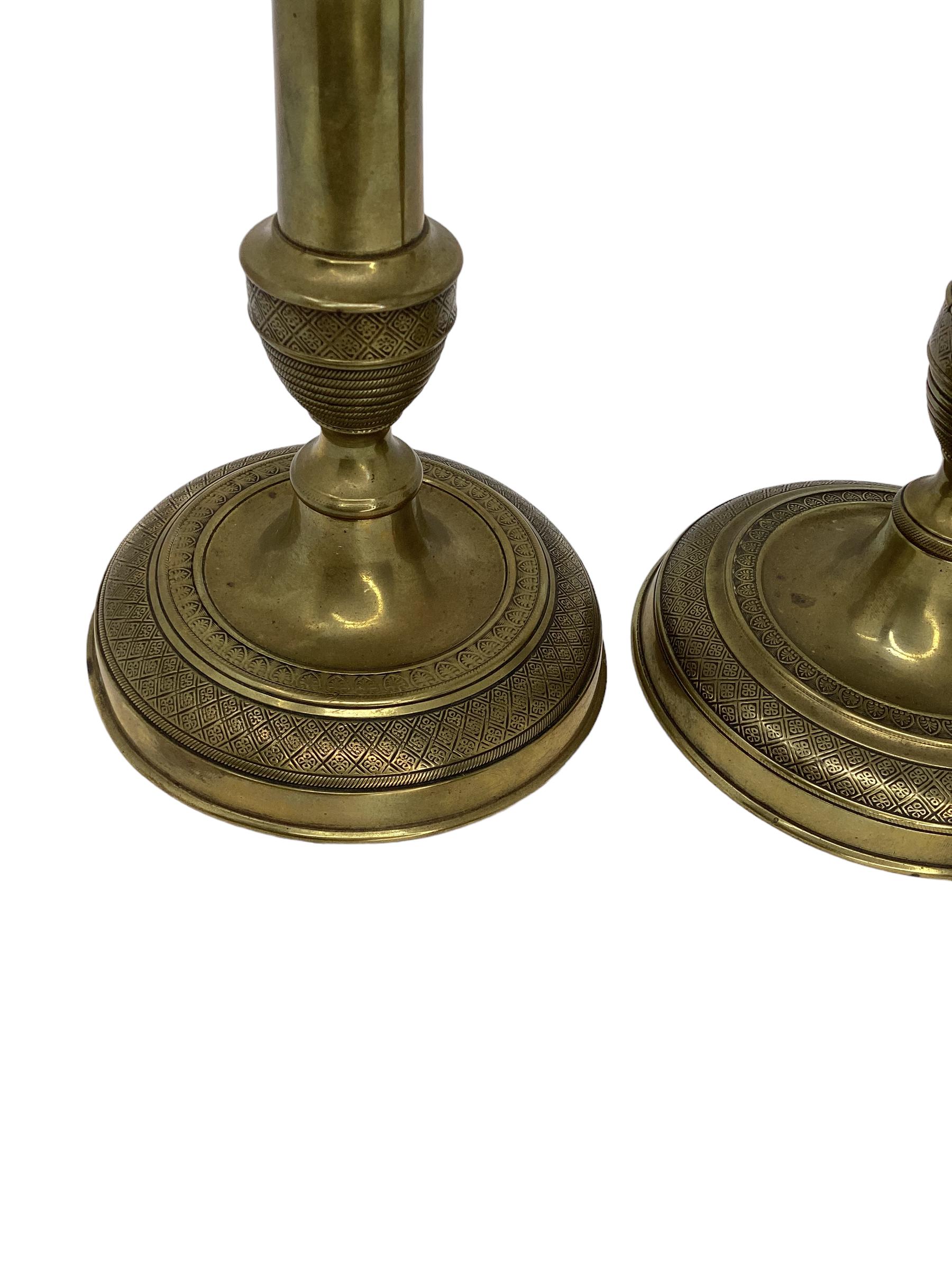 Pair of Brass 19th Century French Candlesticks For Sale 6