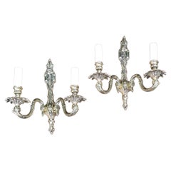 Pair of Brass Adam-Style Twin-Branch Wall Lights