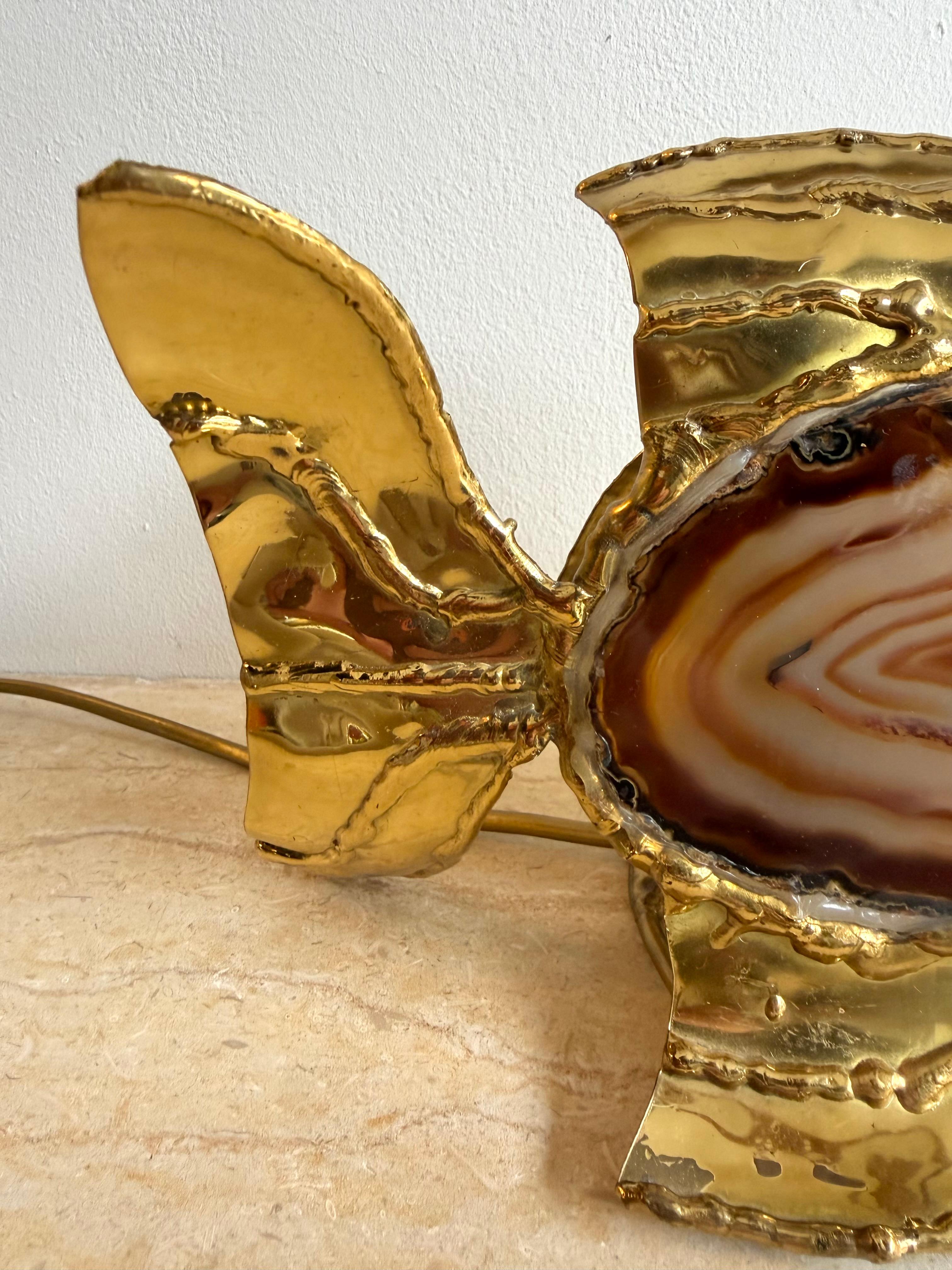 Pareja de lámparas pez de ágata de latón de Henri Fernandez, Francia, años 80 en venta 3