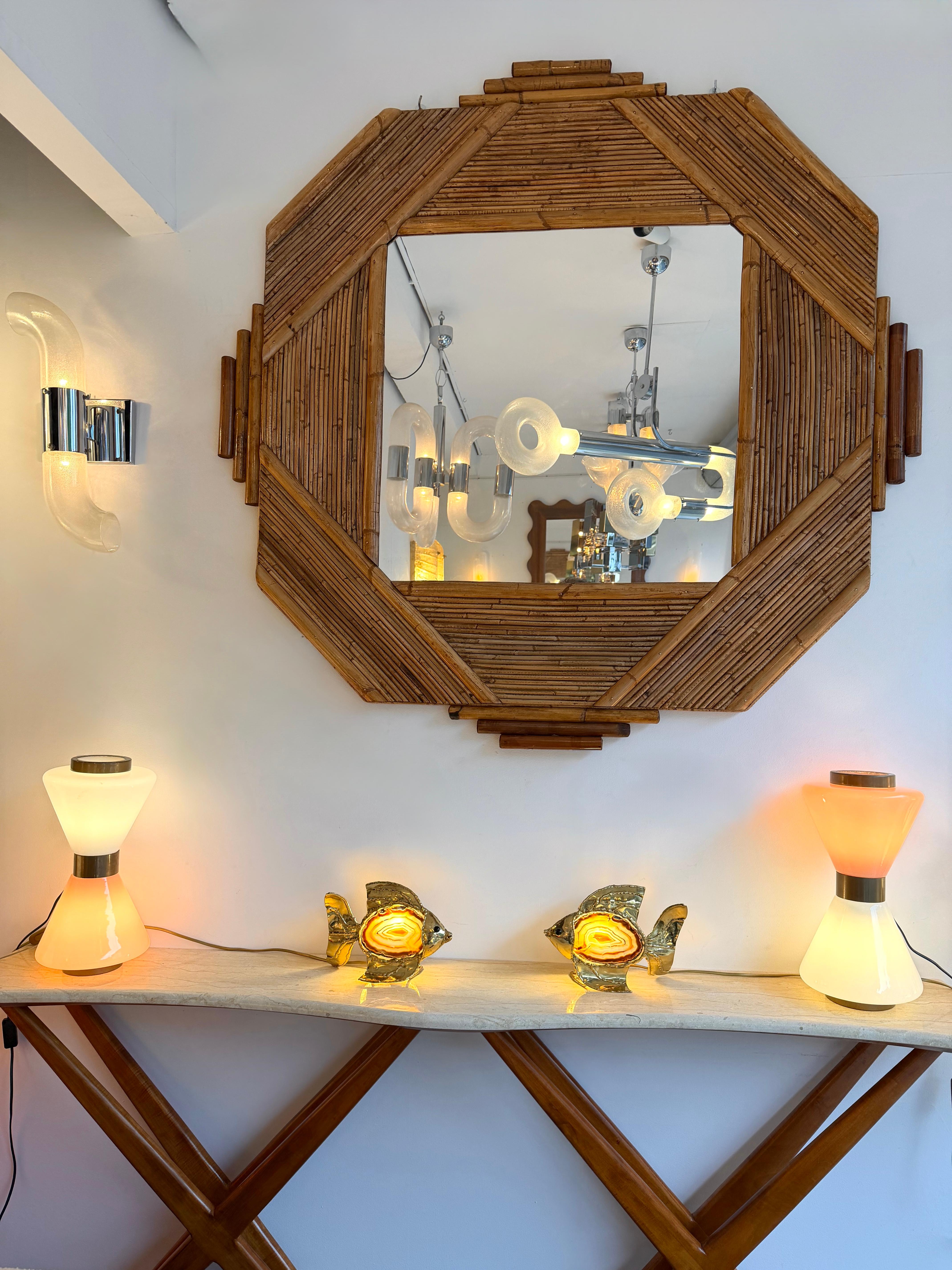 Pareja de lámparas pez de ágata de latón de Henri Fernandez, Francia, años 80 Francés en venta