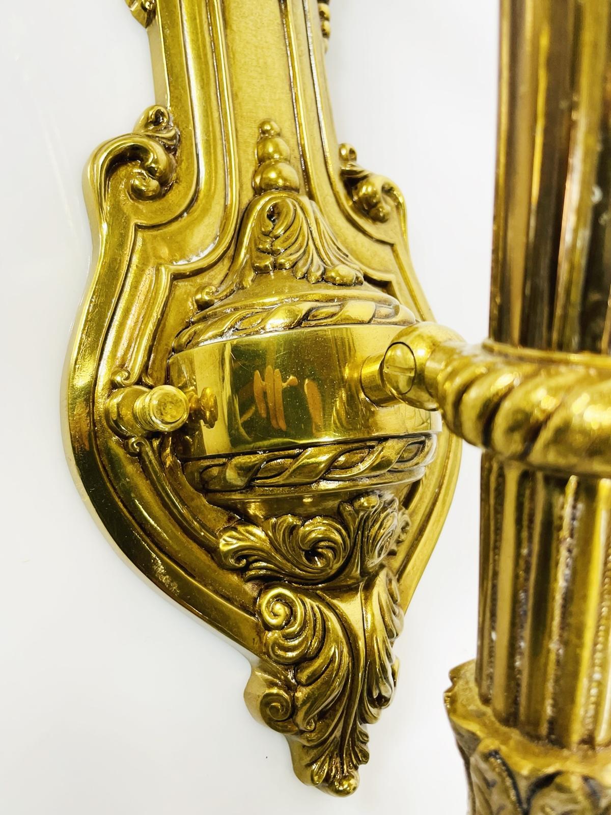 Pair of Brass & Alabaster Wall Sconces in the Neoclassical Style For Sale 10