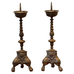 Coppia di bastoni da altare in ottone