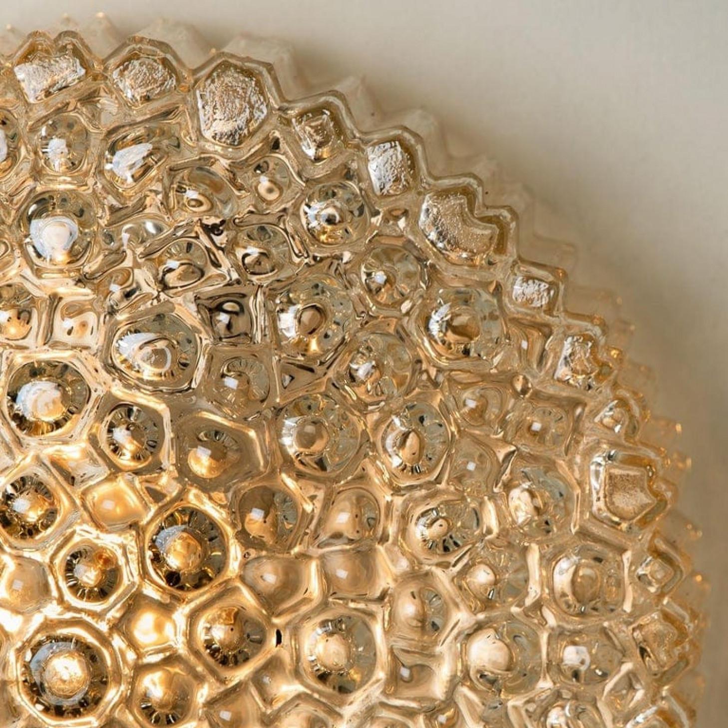 Pareja de apliques/plafones de latón y cristal ámbar de Motoko Isshi para Staff en venta 4