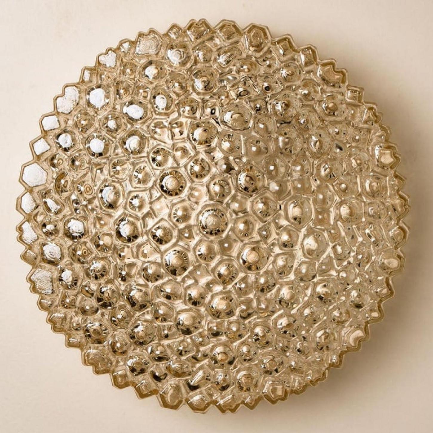 Pareja de apliques/plafones de latón y cristal ámbar de Motoko Isshi para Staff en venta 6