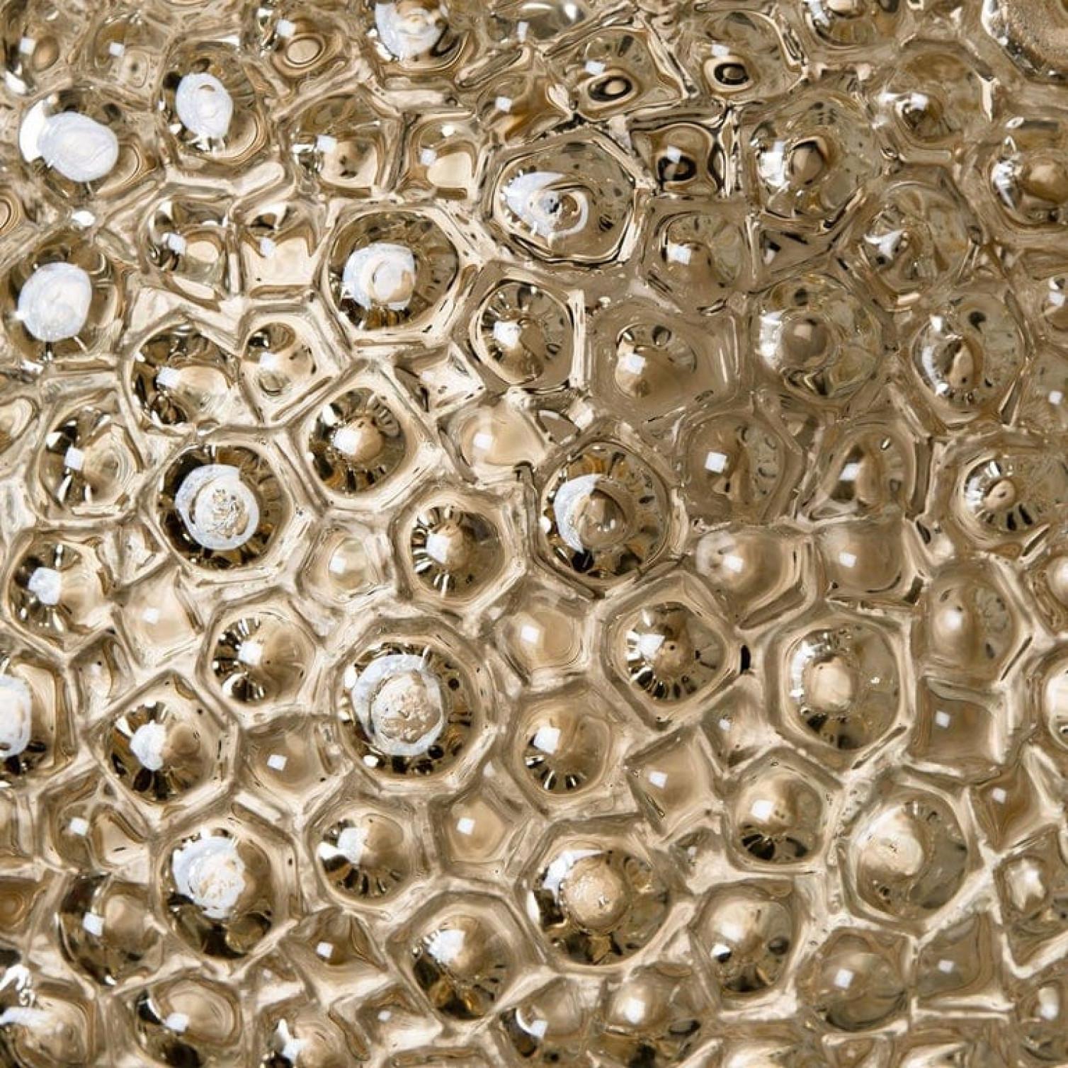 Pareja de apliques/plafones de latón y cristal ámbar de Motoko Isshi para Staff en venta 9