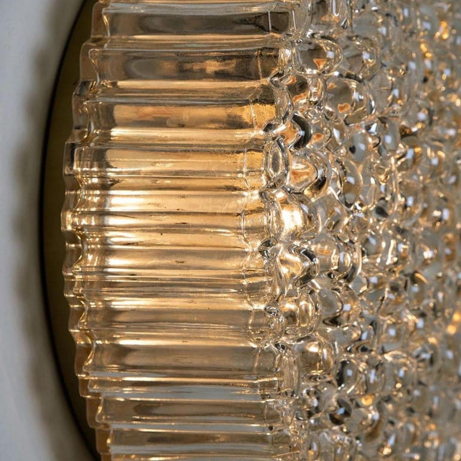 Pareja de apliques/plafones de latón y cristal ámbar de Motoko Isshi para Staff Alemán en venta