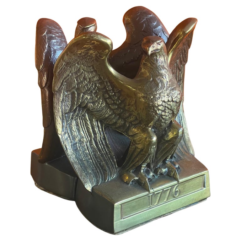 Pair of Brass American Eagle "1776" Bookends by Philadelpha